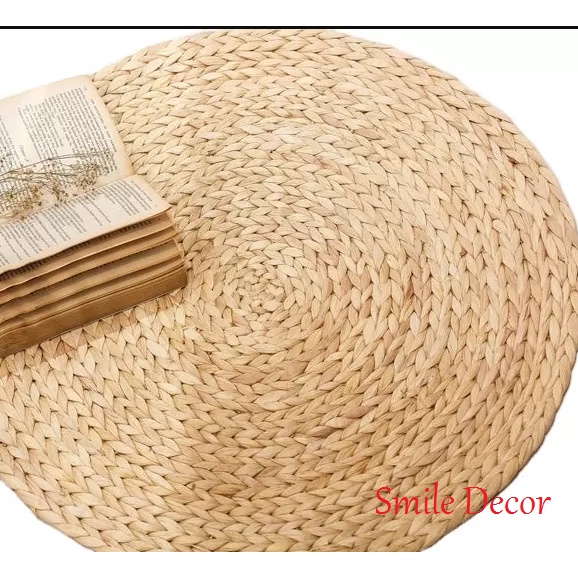 Thảm cói trải sàn vintage Smile Decor , thảm lục bình decor chụp ảnh , homestay , glamping - Water hyacinth area rugs