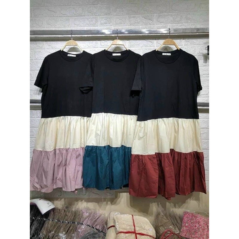 Đầm bầu, váy bầu hè xếp tầng trẻ trung hot hit, hàng chuẩn đẹp form suông thoải mái - V11