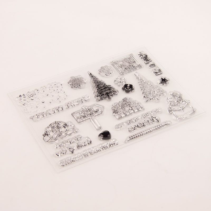 Con Dấu Silicone Trong Suốt In Nổi Hình Cây Thông Giáng Sinh Trang Trí Scrapbook