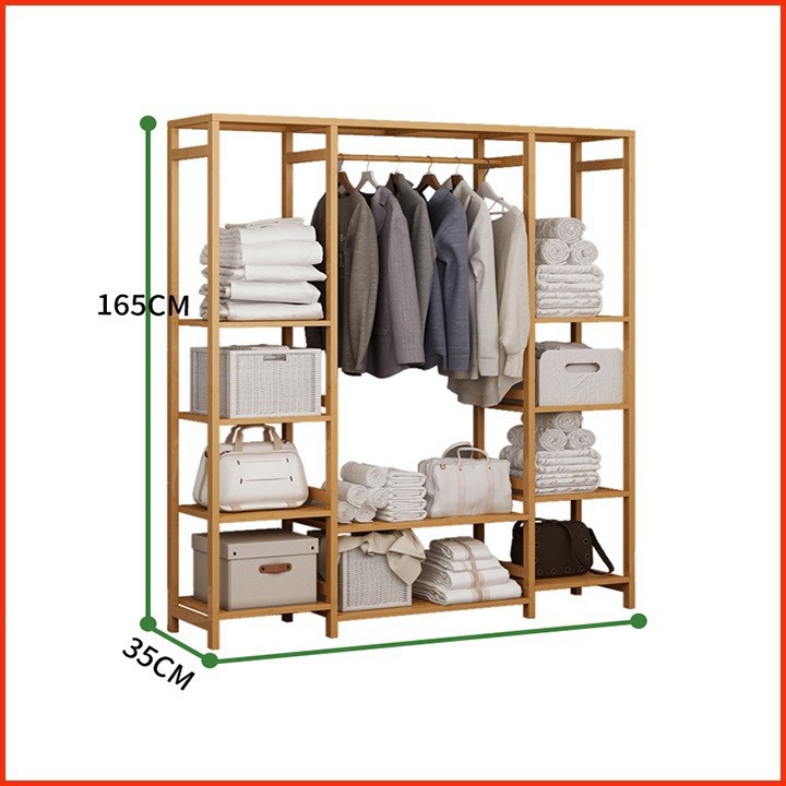Tủ treo quần áo gỗ tre cao cấp 165cm X 145cm | BigBuy360 - bigbuy360.vn
