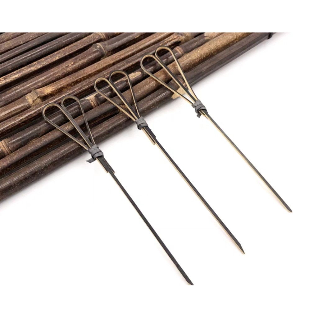 Tăm Xiên Tre Trang Trí Cocktail Tròn - Kéo - Thắt hoa - 12cm