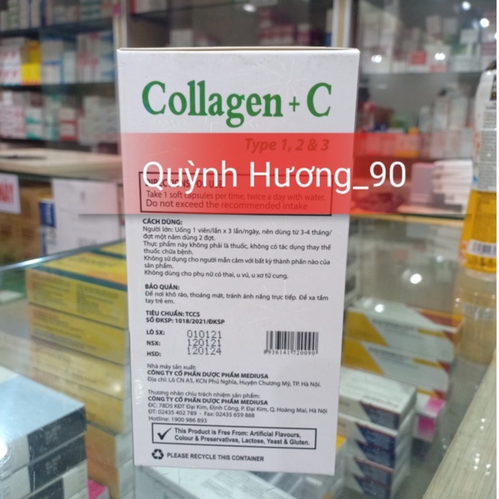 COLLAGEN +C Type 1,2&amp;3 16000mg hộp 60 viên giúp đẹp da,chống lão hóa