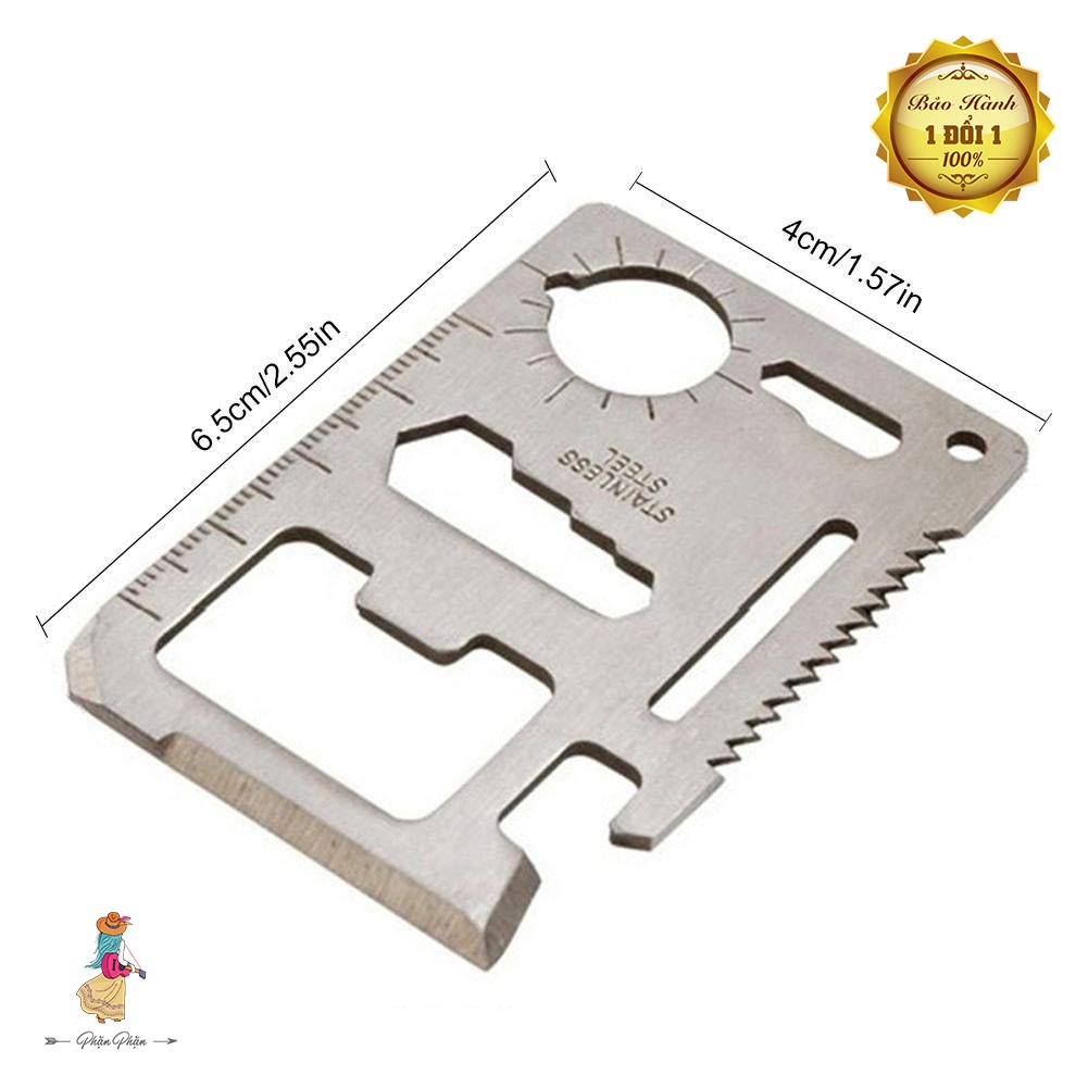 Bộ 2 miếng thép đa năng 11 công dụng thẻ phượt đa năng Steel Credit Card Survival Tool Phặn Phặn