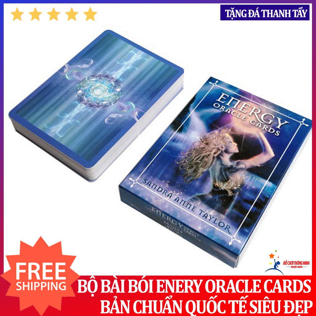 Bộ bài bói energy oracle cards cao cấp và túi nhung và khăn trải bản tarot tặng đá thanh tẩy