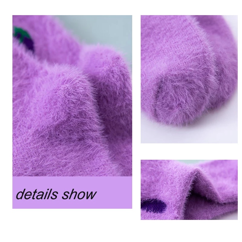 FINETOO Vớ Nhung San Hô Mềm Mại Dày Dặn Ấm Áp Màu Trái Cây Dễ Thương Cho Nữ