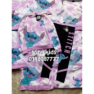 Bộ Legging Hoodie Bé Gái Stitch Loang PR