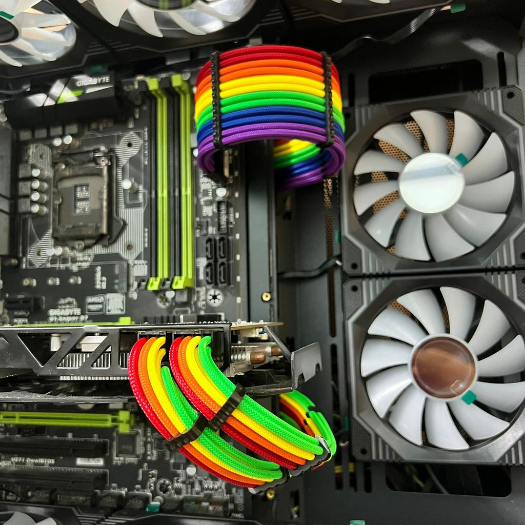 Bộ Dây Nguồn Nối Dài Bọc Dù Colorful Mod Màu Cầu Vồng 7 Mầu - Hàng FullBox