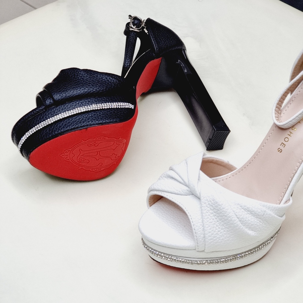 Giày Sandal Nữ Da Sần 💥Giày Cô Dâu Đi Tiệc 💥 Cao Gót - Đế Vuông 13 Cm 6699-3