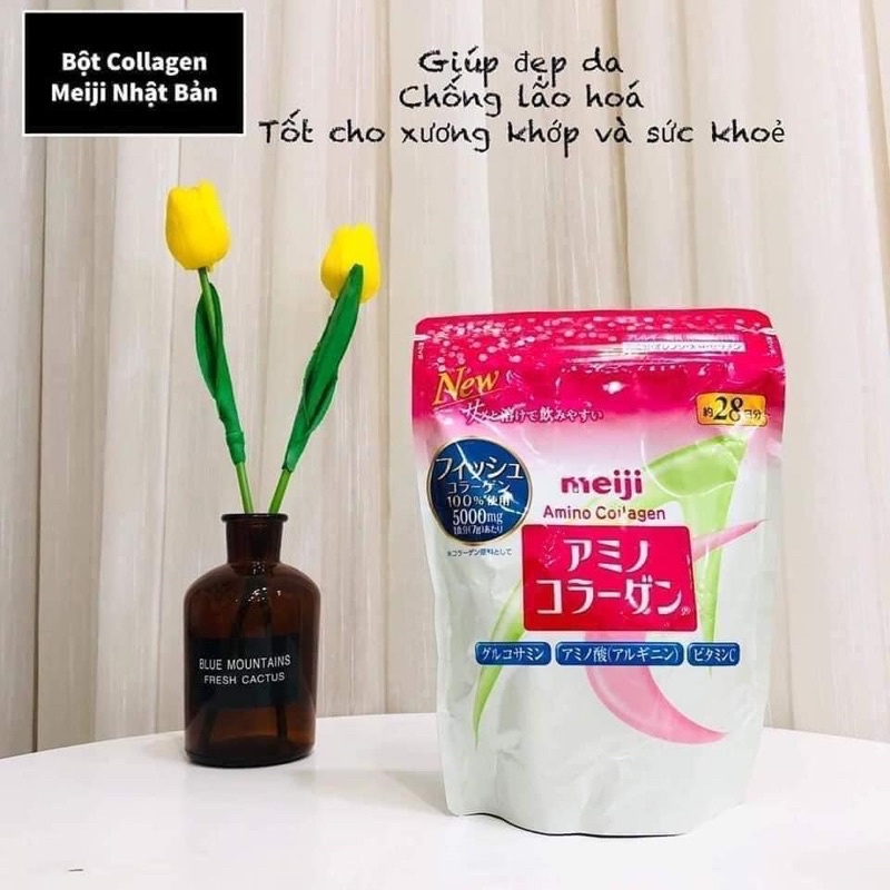 Collagen meiji amino dạng bột gói màu hồng