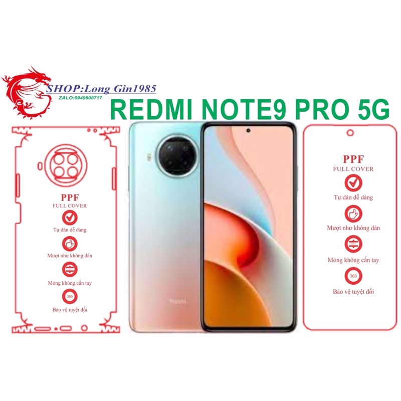 Redmi Note 9 Pro 5G miếng dán trong Ppf mặt sau và mặt trước chống va đập chống