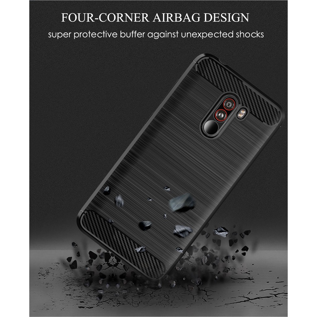 Ốp lưng Xiaomi Pocophone F1, Ốp Carbon phay xước chống sốc chống vân tay cho Pocophone F1