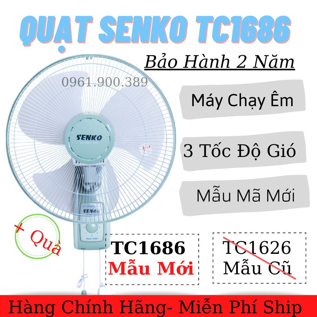 [ Xả Kho ] Quạt Treo Tường Công Nghiệp 2 Dây SENKO TC1686- Bảo Hành 2 Năm-Quạt Điện Treo Tường Giá Rẻ