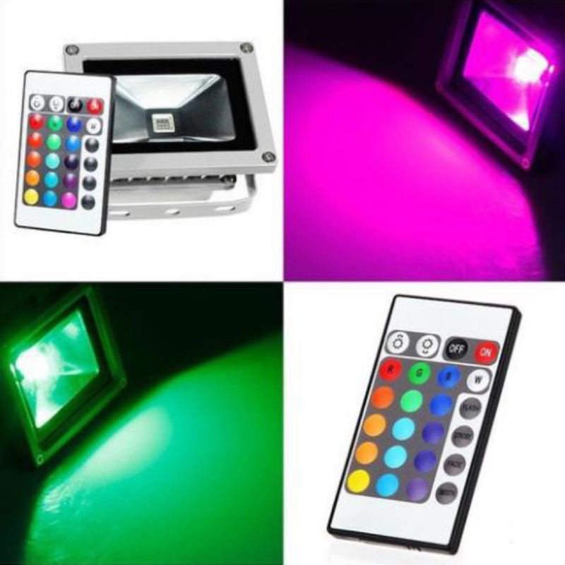 Đèn pha led đổi màu RGB 10w 20w 30w 50w có điều khiển - Đèn led RGB chiếu sáng - Đèn pha chống nước sử dụng ngoài trời