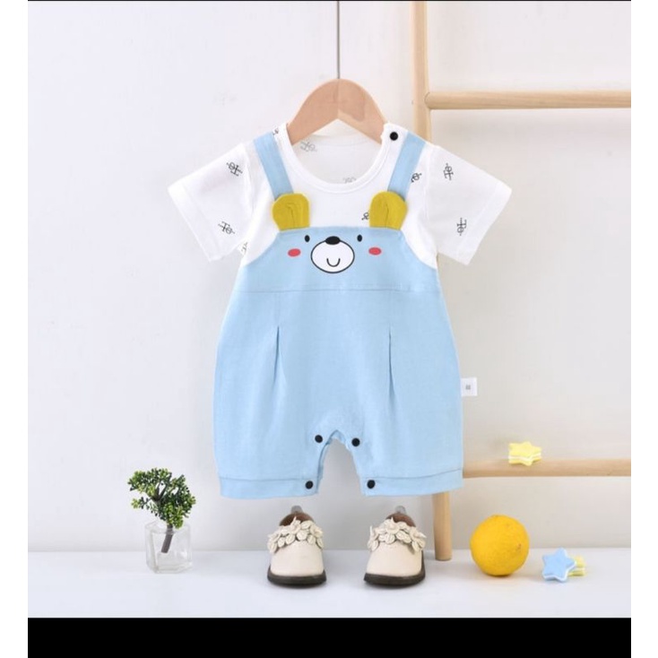 body yếm gấu cotton ngắn tay cho bé trai/gái