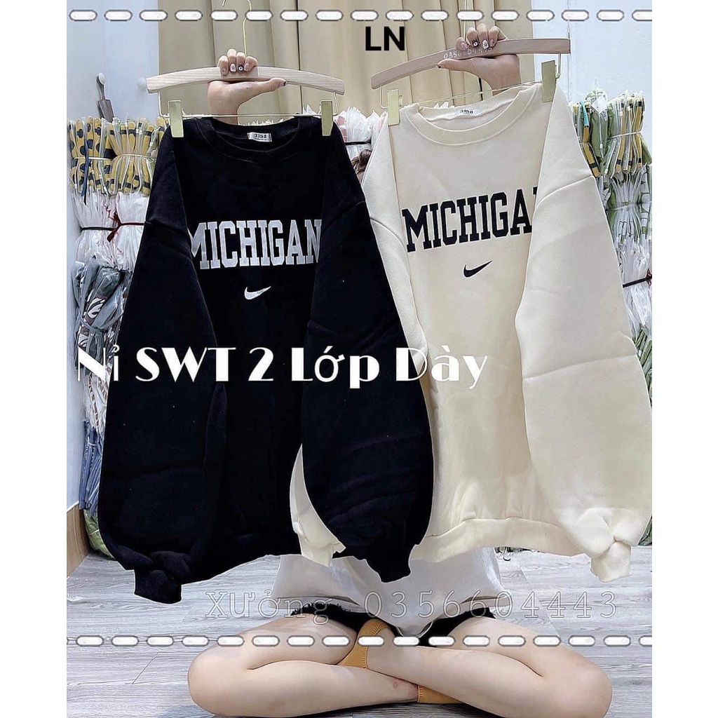Áo nỉ michigan tay bồng-5L0N