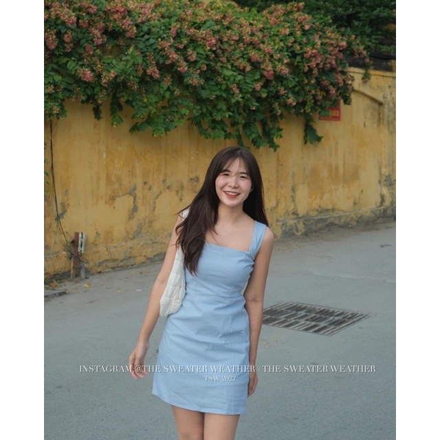 [Ảnh thật/Video]Váy hai dây chun sau thiết kế bản to Tây Âu