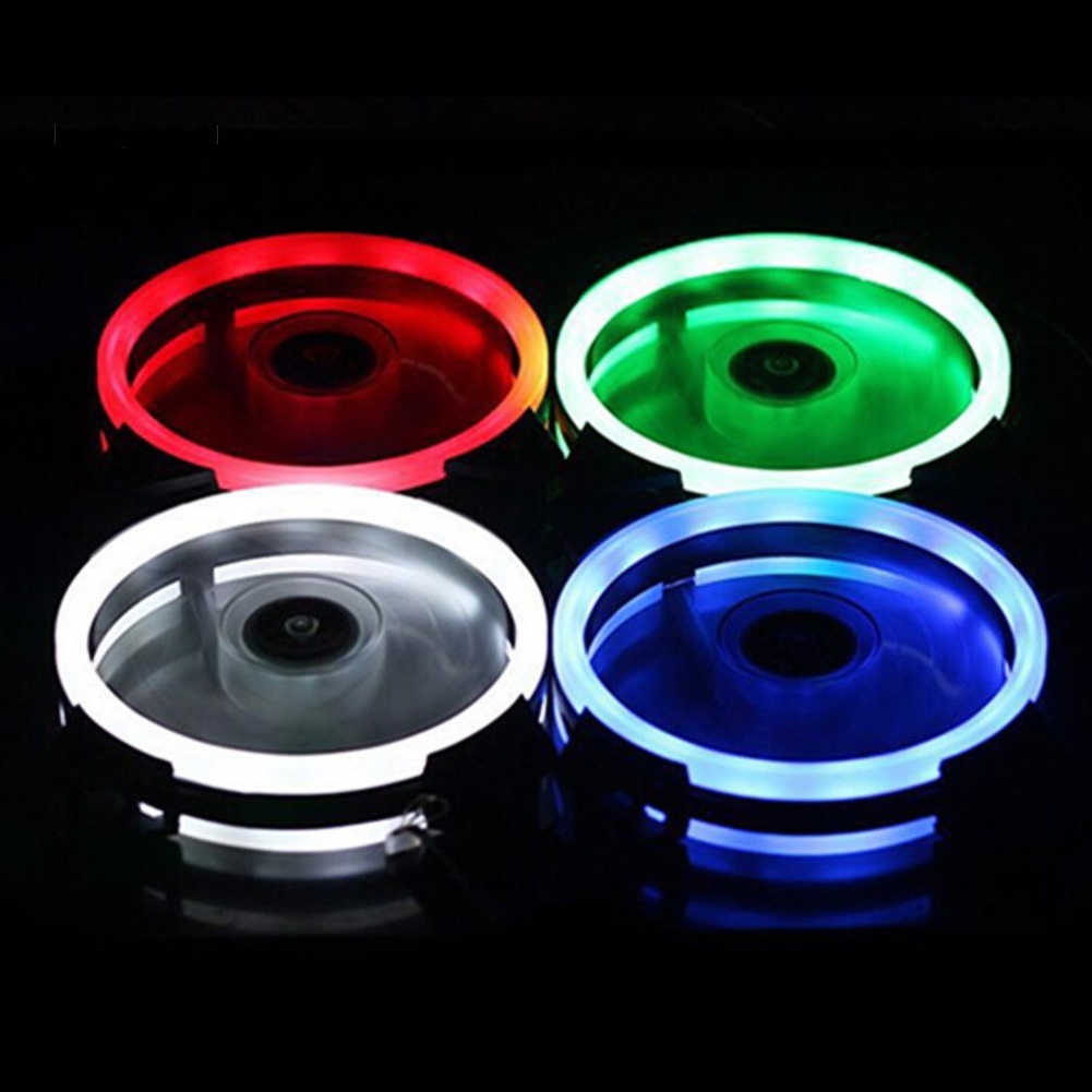 Quạt Tản Nhiệt Kép 12cm 15 Bóng Led Yên Tĩnh Thông Dụng Cho Pc