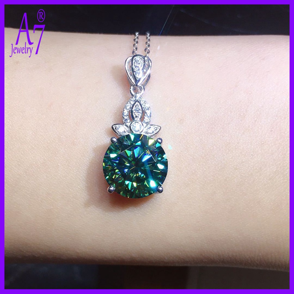 Dây chuyền mặt hình trái tim đính đá xanh lá cây nhân tạo sang trọng thời trang