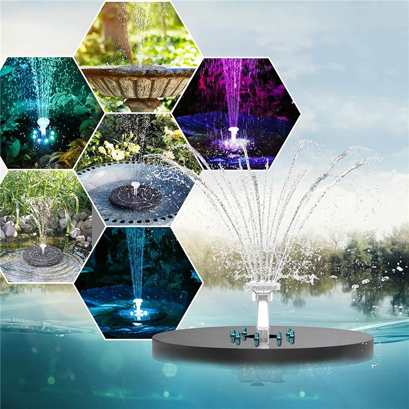 Đài Phun Nước Năng Lượng Mặt Trời Có 5 Đèn Led 2021