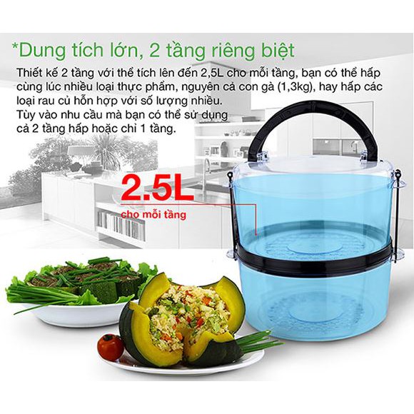 Nồi Hấp Đa Năng 5 Lít Magic Korea A64 Công Suất 500W hấp thịt, rau, củ quả, cá,trứng....Bảo Hành 12 tháng