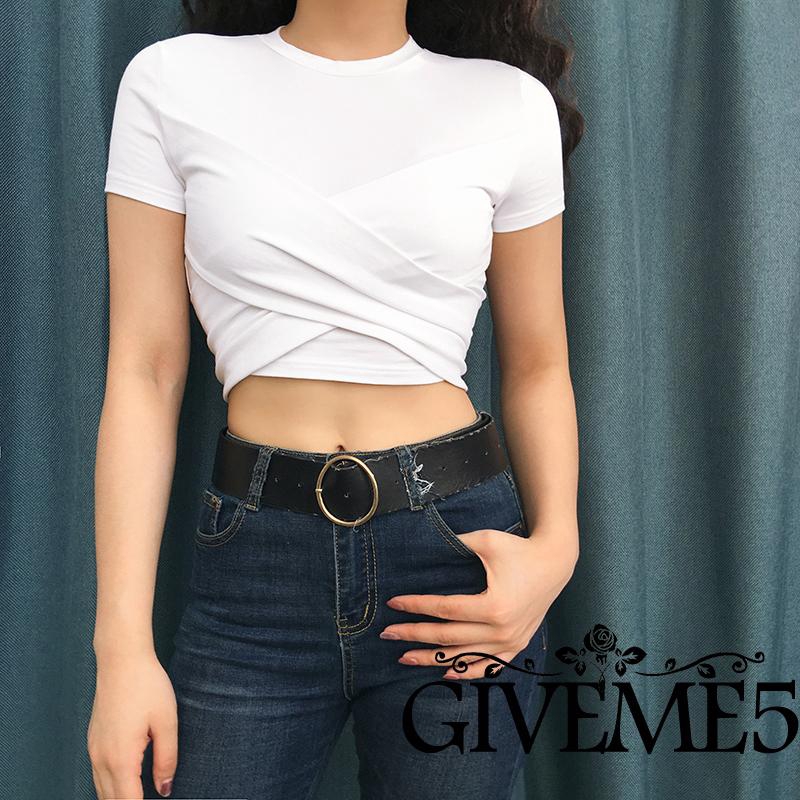 Áo Croptop Cổ Tròn Màu Trơn Thời Trang Mùa Hè Cho Nữ