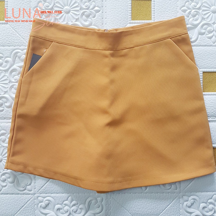 Quần giả váy công sở chữa A ngắn vải màu Đen cạp lưng cao - Kiểu dáng chân váy chữ A ngắn cá tính - Mặc đi làm công sở | BigBuy360 - bigbuy360.vn