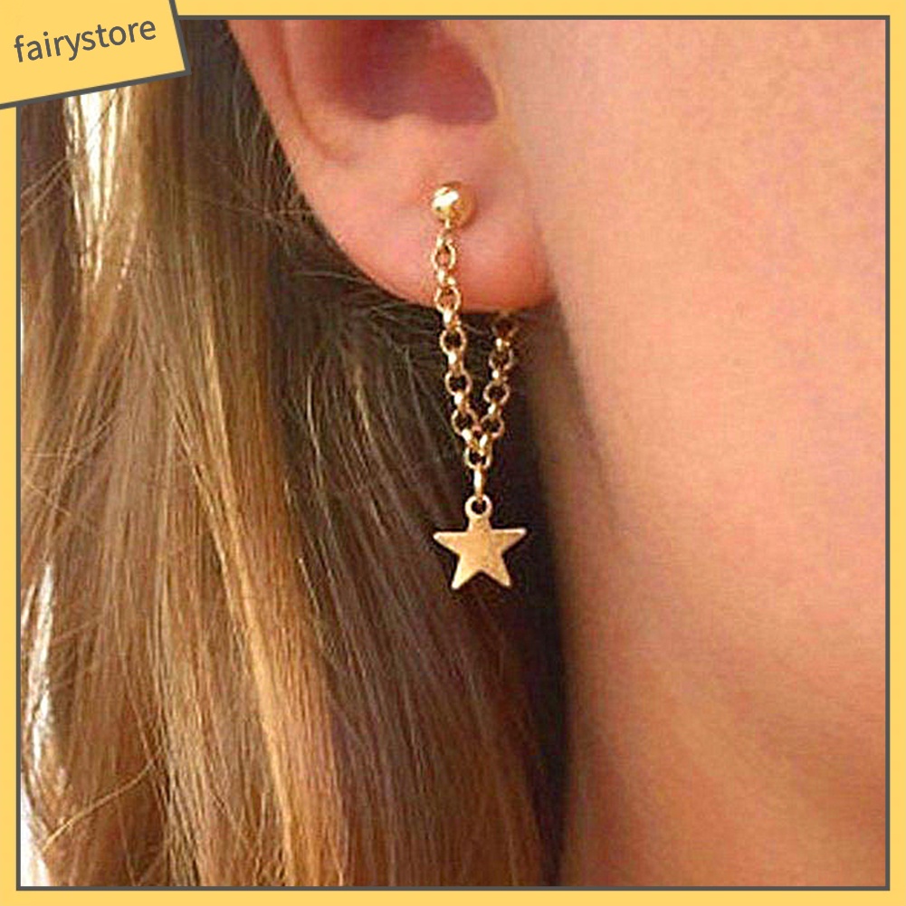 Khuyên Tai Dáng Dài Hình Ngôi Sao Năm Cánh Thời Trang Cho Nữ