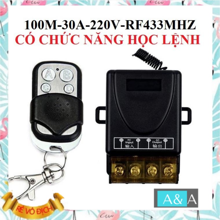 Bộ công tắc điều khiển từ xa 100M bật tắt máy rửa xe máy bơm động cơ công suất lớn 3000W/220V - CHỨC NĂNG HỌC LỆNH 4 NÚT