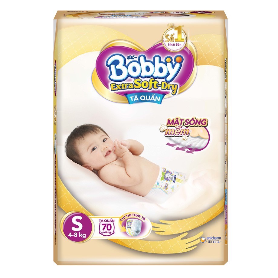 Tã quần cao cấp Bobby Extra Soft Dry Size S70 miếng cho bé 4-8kg