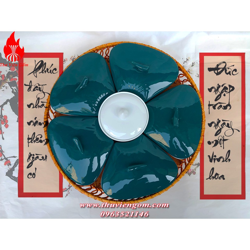 Khay mứt xanh cổ vịt 2021 Gốm sứ Bát Tràng