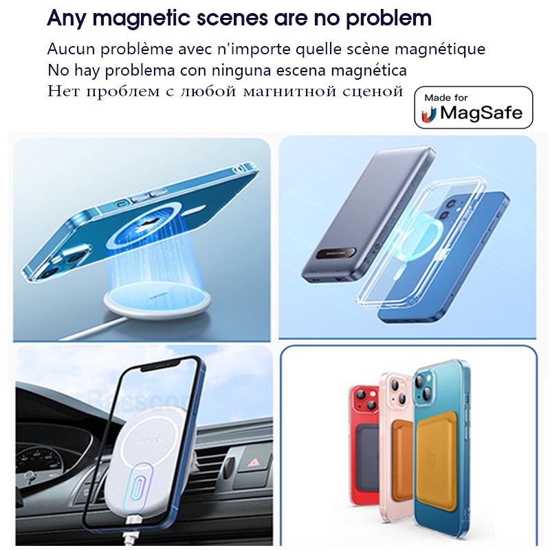 Ốp Điện Thoại Silicon Acrylic Trong Suốt Từ Tính Chống Sốc Cho iPhone 13 12 11 Pro Max XR XS X