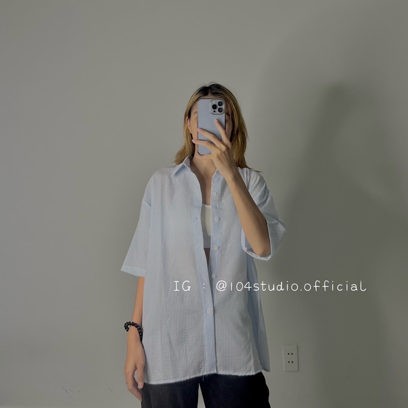 Áo sơ mi sọc chất xốp mỏng tay ngắn mã 333 | BigBuy360 - bigbuy360.vn