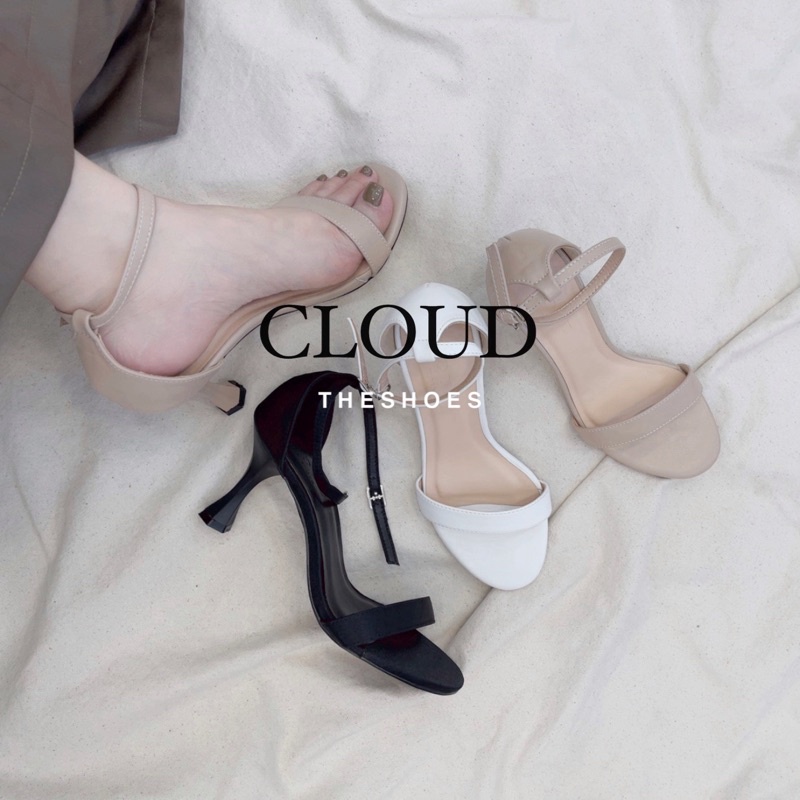 Giày cao gót sandal nữ 7cm gót nhọn mũi tròn quai ngang có quai hậu khóa cài – Cloud The Shoes