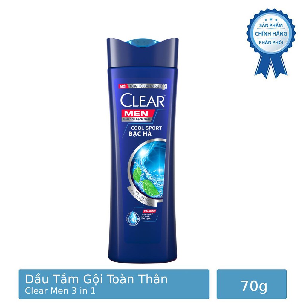 Dầu Tắm Gội Toàn Thân Clear Men 3 in 1 70g
