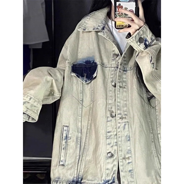 TKLIHN Áo khoác JEANS ulzzang loang màu BẠC MÀU fashionita 2022