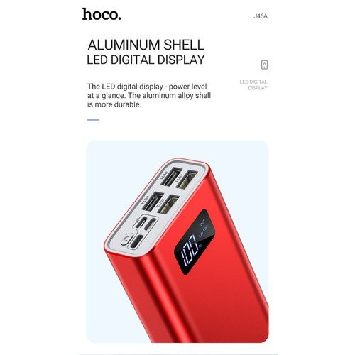 🤞✌PIN SẠC DỰ PHÒNG HOCO J46 J46A 10000MAH 20000MAH MINI POLYMER A+ 4 CỔNG USB 2A LED CHÍNH HÃNG🤞✌