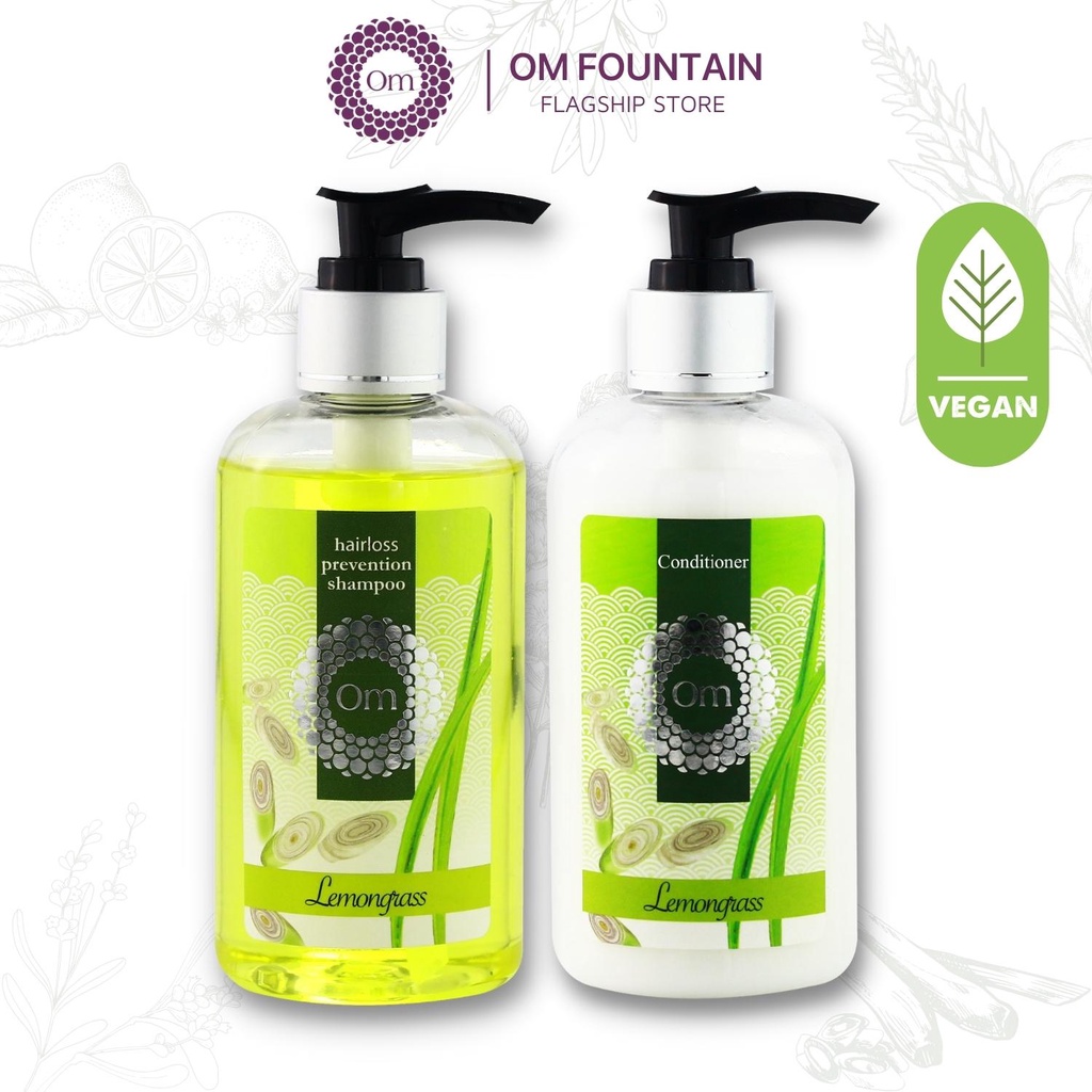 Combo Dầu gội Ngừa rụng và Kích thích mọc tóc dành cho tóc dầu Sả Chanh Lemongrass 250ml - Om Fountain