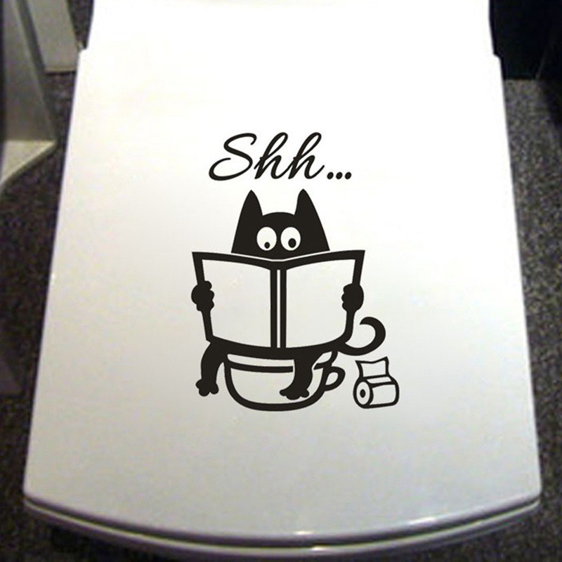 Sticker trang trí phòng vệ sinh hình mèo chất liệu vinyl có thể tháo gỡ được