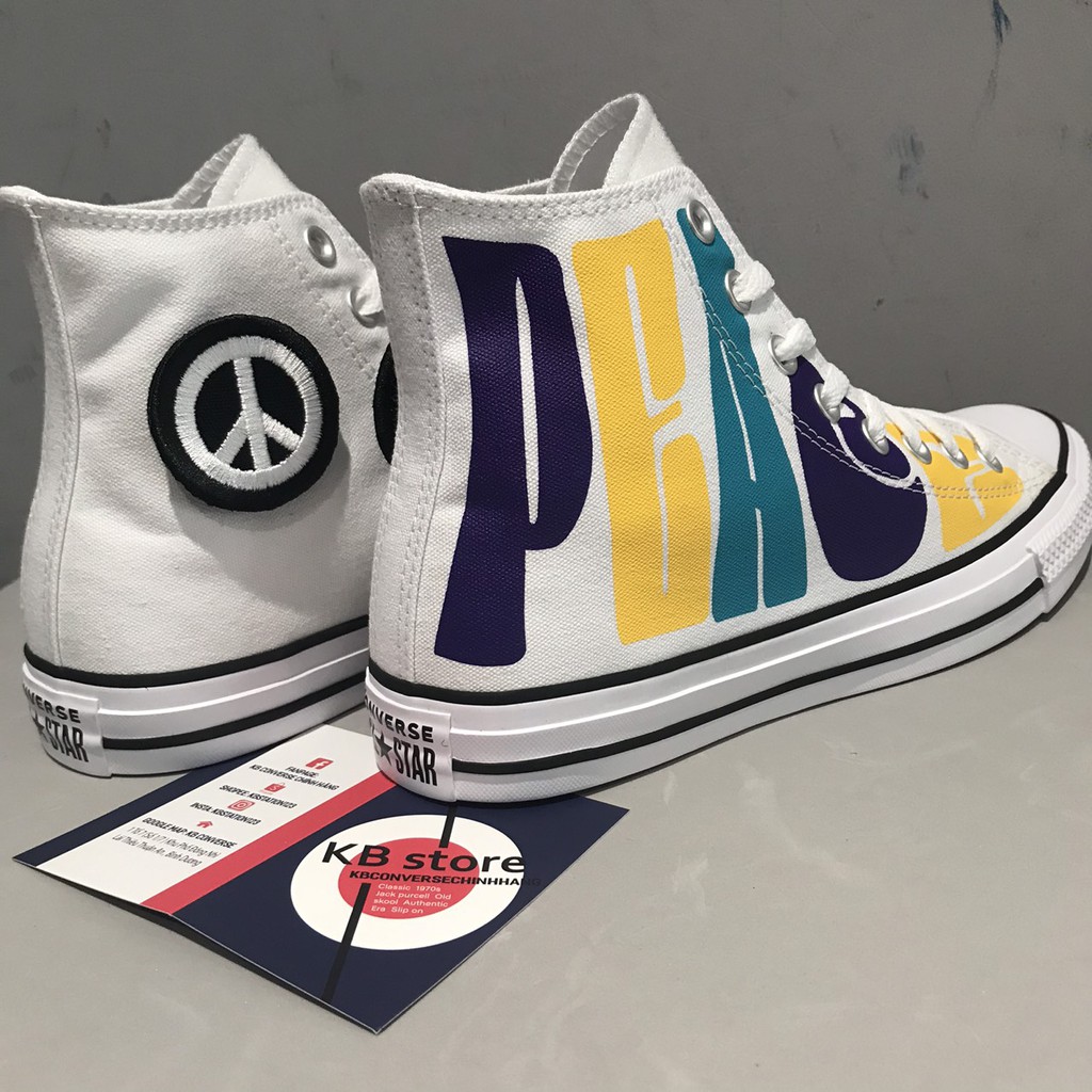 Giày Converse Peace trắng cổ cao