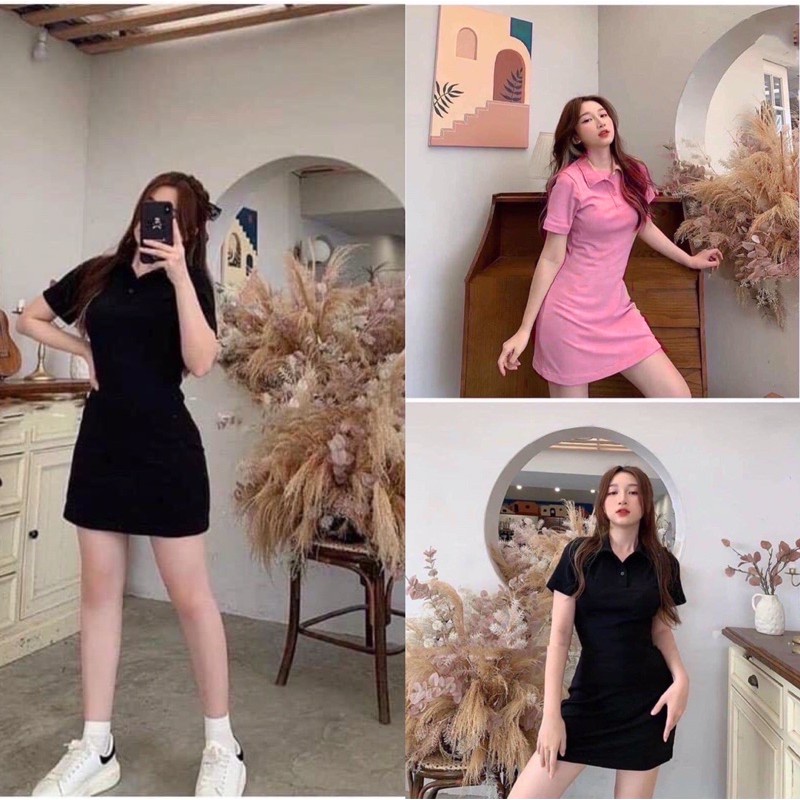 Đầm polo🧚mẫu mới🧚 đầm polo fom suông chất thun co giãn thoải mái