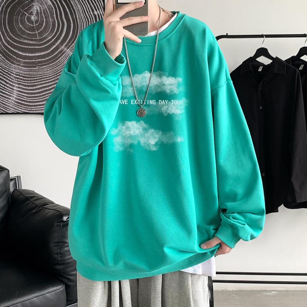 Áo sweater cổ tròn tay dài dáng rộng thời trang xuân thu mới năm 2021