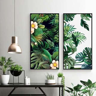 Tranh canvas treo tường tropical leaves - có khung viền - 50x100cm/ 1 tranh
