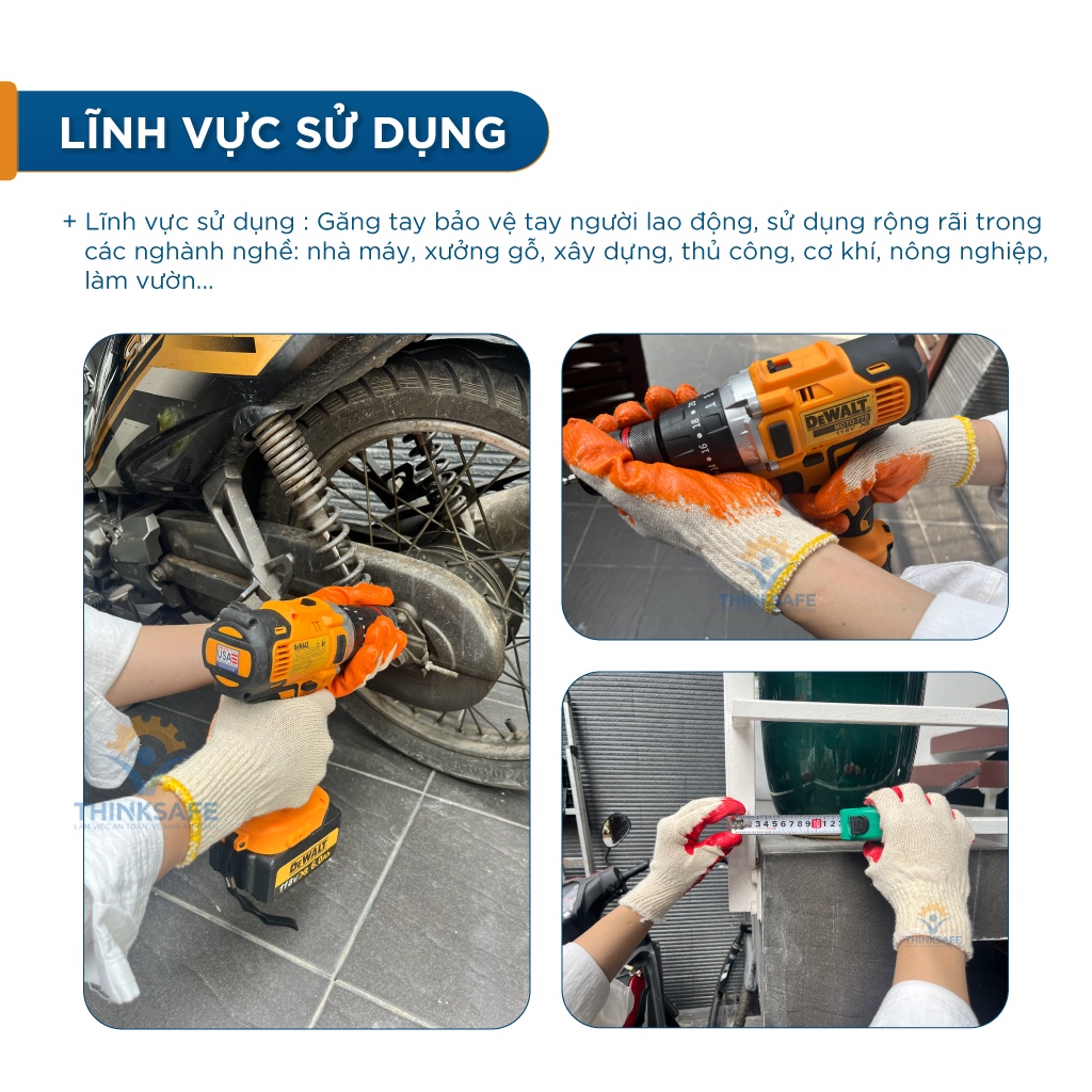 Găng tay bảo hộ lao động phủ cao su găng cotton chống trơn, nóng, hóa chất, hoàn thiện cao - THINKSAFE