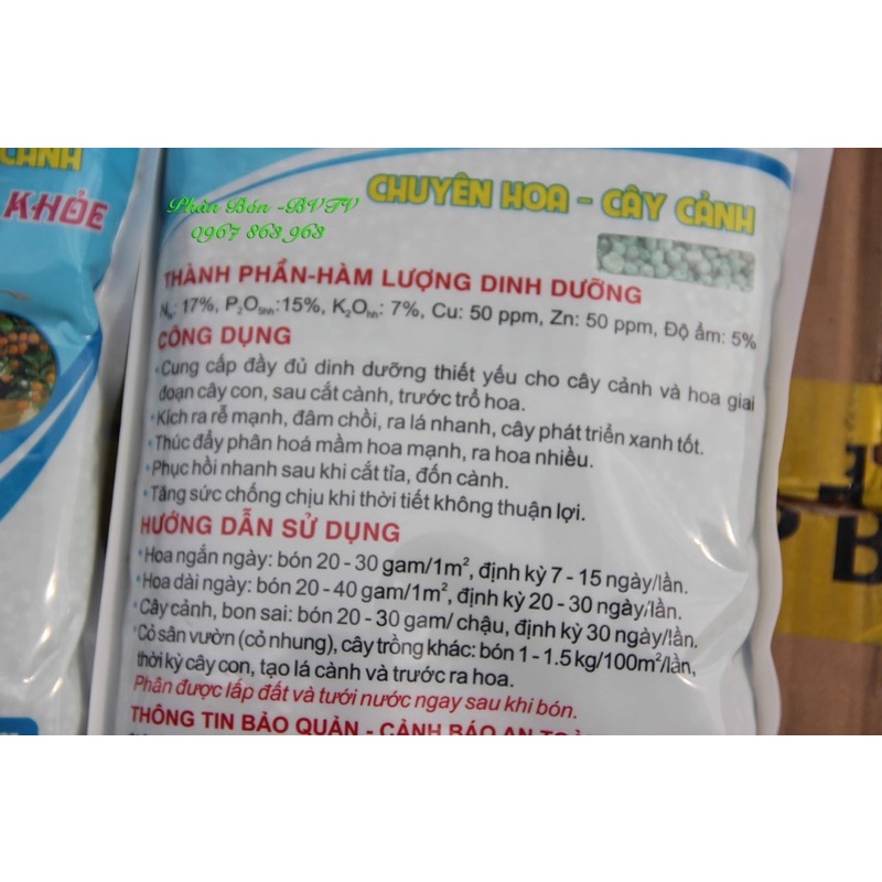 Gói 1 ký, NPK Tan Chậm Đầu Trâu 17-15-7+TE – Rễ mạnh, chồi lá khỏe, ra hoa nhiều