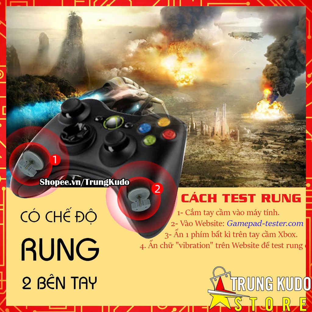 Tay Cầm Xbox 360 Có Rung Kết Nối Được Với PC, Điện Thoại Android, Laptop, TV, PS3 Và Có Nhiều Màu