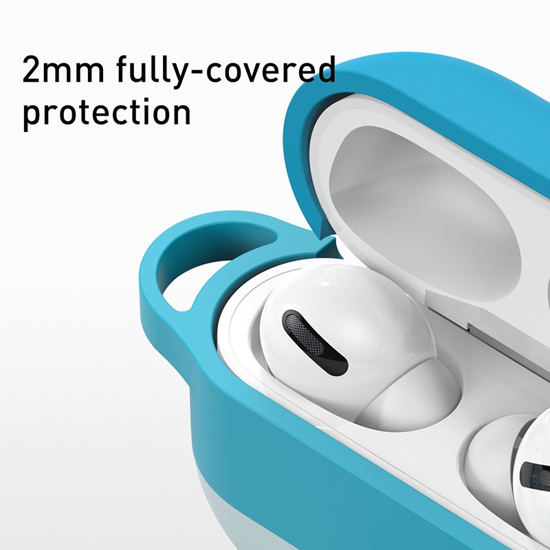 Ốp bảo vệ Baseus silicon có móc treo nhiều màu cho hộp sạc tai nghe bluetooth Airpods Pro TWS