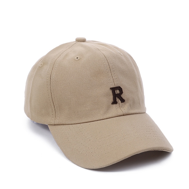 Mũ lưỡi trai LINJW bằng cotton mềm thêu chữ R phong cách Hàn Quốc cho nam và nữ