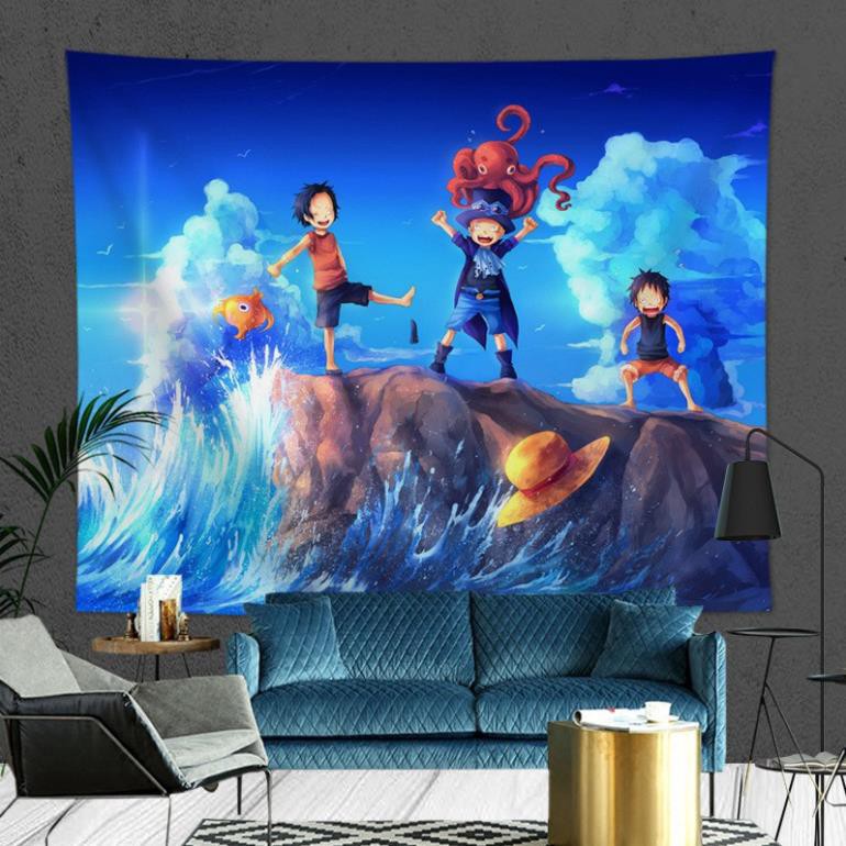 Tranh Vải Treo Tường Decor Anime One Piece Trang Trí Phòng, Bàn Máy Tính - Tặng kèm đèn led và phụ kiện