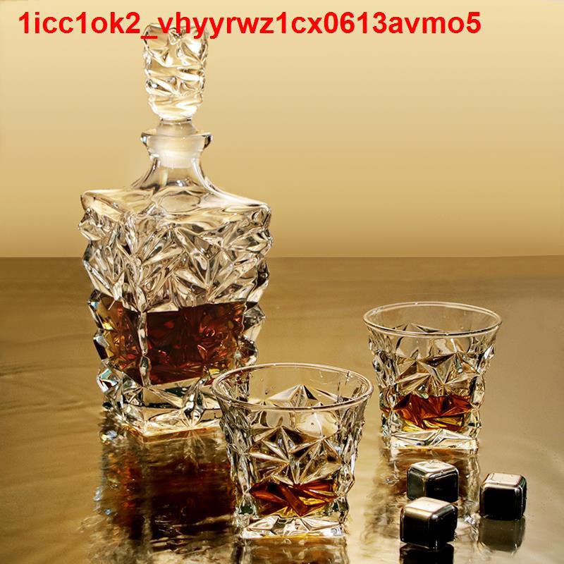 ❀♕Bộ ly rượu whisky hộ gia đình phong cách Châu Âu ngoại thủy tinh pha lê chai sành sứ điệu <