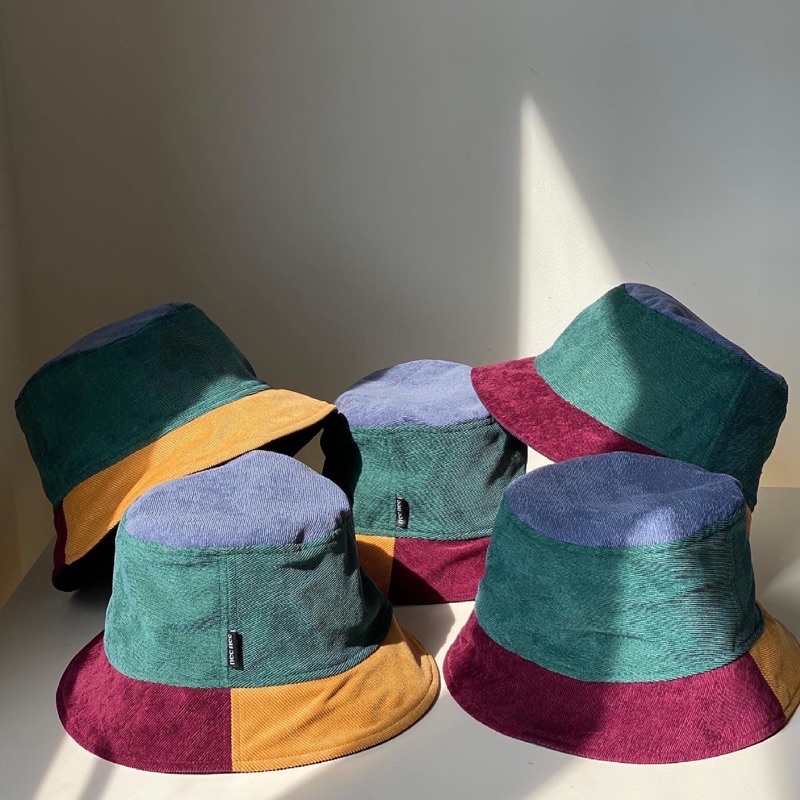 Multicolor Bucket Hat đội được 2 mặt, chất vải nhung tăm, nam nữ đội đều đẹp